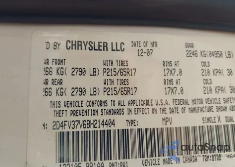 2008 Dodge Magnum Sxt from USA, damaged, VIN 2D4FV37V68H214404